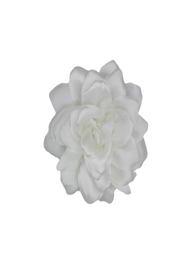 Decixde Flower Brooches for Women Satin Fabric Rose Brooches Handmade Flower Brooches Pin for Wedding Party Dance Banquet Ceremony Versatile Floral Accessory for Clothing and Hairstyling Size:4.72in (white) - Image 5